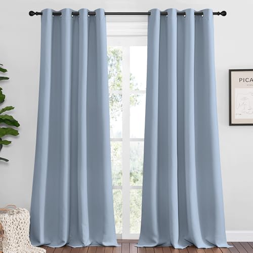 NICETOWN Blackout Curtains - 55" x 120" Vintage Blue, 2-Panel Set