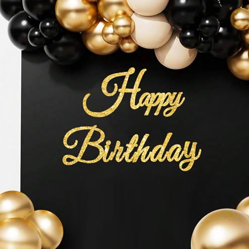 Glitter Gold Happy Birthday Sign for Backdrop - Elegant Party Decor