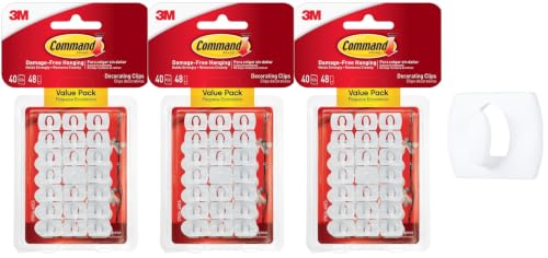 Command Clear Decorating Clips, 40 Clips & 48 Strips - 3 Pack
