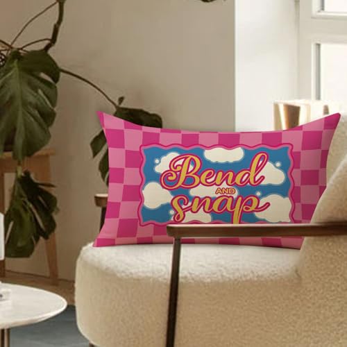 Funny Movie Quote Decorative Throw Pillow Cover 12x20 - Pink Plaid