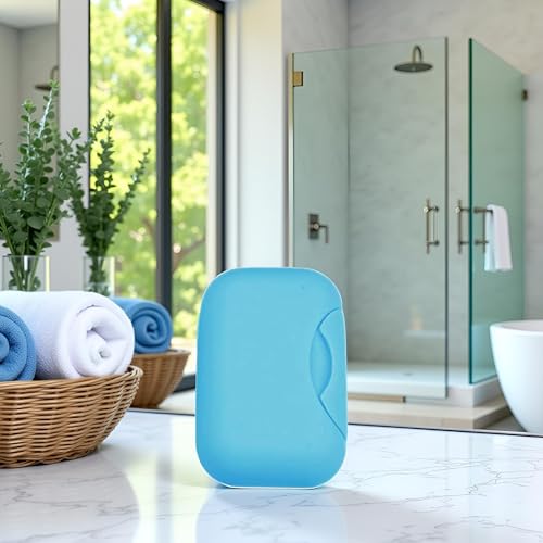 Blue Travel Soap Storage Box - Portable Bathroom Organizer for Camping & Hotel
