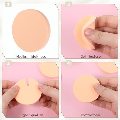 Piriuuo 10-Piece Round Makeup Sponges for Foundation Wet and Dry