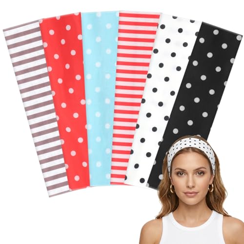 Exircy 6 PCS Polka Dot & Striped Headbands Soft Elastic Non-Slip