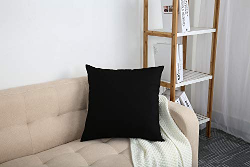 TangDepot 12x12 Black Cotton Throw Pillow Cover - Durable, Removable Zipper