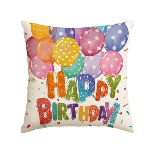 AVOIN colorlife Happy Birthday Balloons Throw Pillow Cover, 18" x 18"