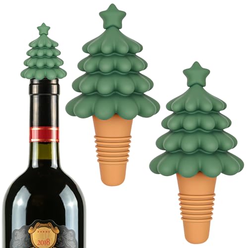 Christmas Tree Wine Stoppers - Reusable Festive Bottle Stoppers