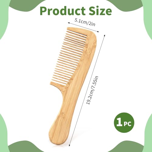 Natural Bamboo Wide Tooth Hair Comb Anti-Static Detangling Wood Comb
