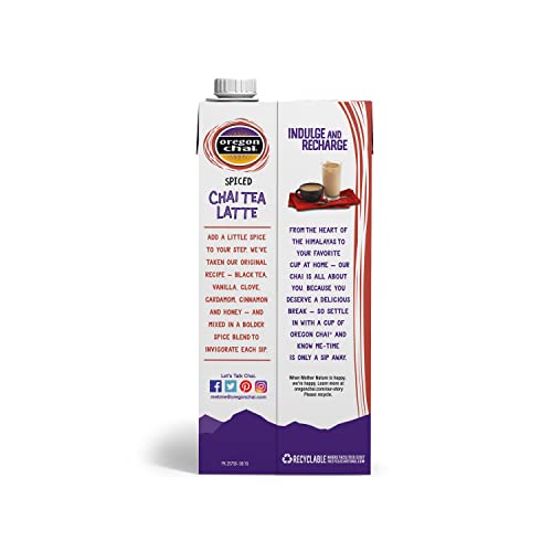 Oregon Chai Spiced Chai Tea Latte Concentrate 32 Fl Oz - Organic & Ready to Drink