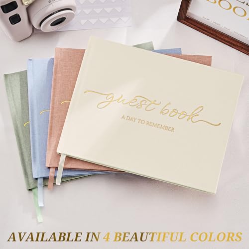 JARLINK Wedding Guest Book - Beige Linen Photo Sign-in Keepsake