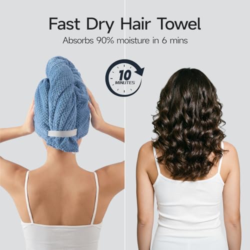 REDKISS Extra Large Microfiber Hair Towel Wrap for Women - Quick Dry & Anti-Frizz Turban