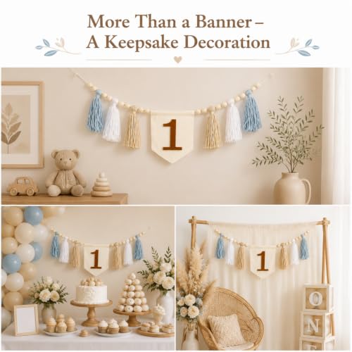 Boho Wood Bead Tassel Garland - Birthday Chair Banner Party Decor