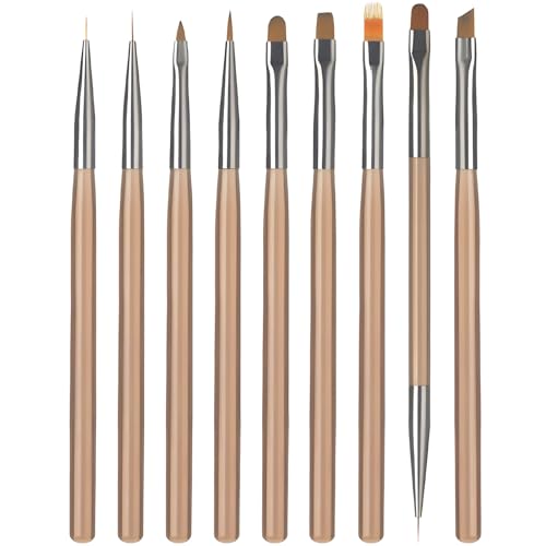 Kootinn 9-Piece Nail Art Brush Set - Professional Manicure Liner Brushes