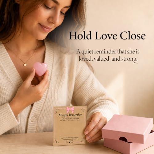 Rose Quartz Heart Affirmation Gift for Love & Strength