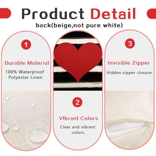 Valentine's Day Outdoor Pillow Covers 12x20 Inch Red Heart