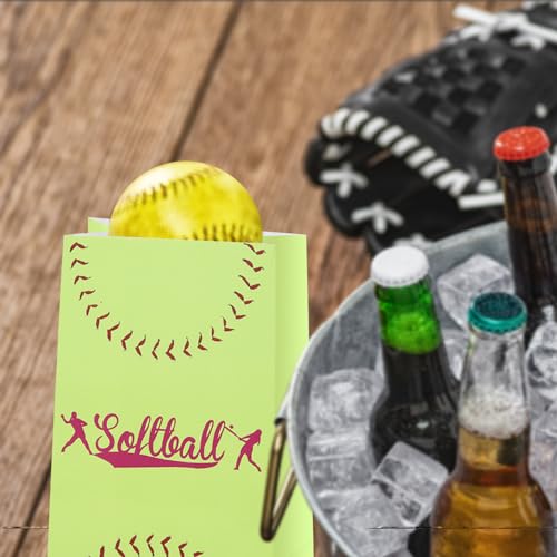 Softball Gift Bags - 20 Pack Party Favor Bags with Stickers