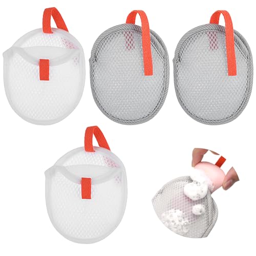 Mesh Soap Saver Bags 4-Pack, Exfoliating Bar Soap Pouch with Drawstring