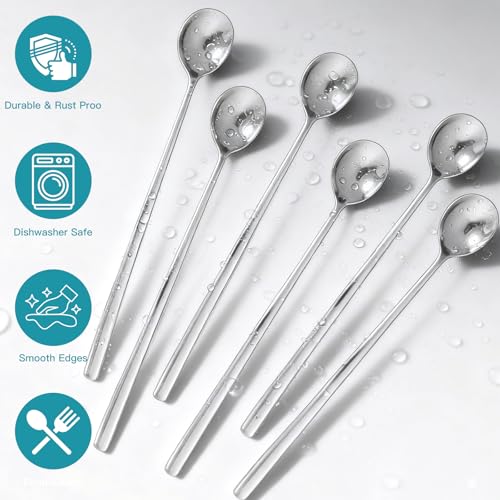 Ninsula 9.5-Inch Stainless Steel Ice Tea Spoons - Set of 6