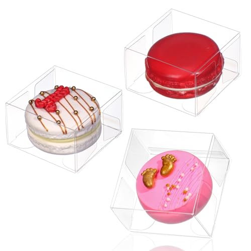 50 Pcs Clear Plastic Bakery Boxes for Treats & Gifts - 2.17"