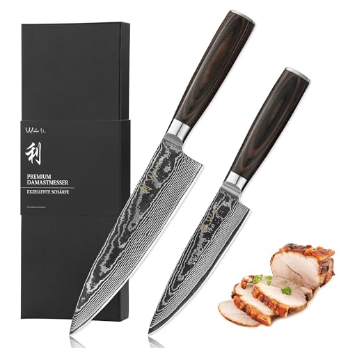 Wakoli Damascus Chef Knife Set 2-Piece VG10 Core Kitchen Knives - Essentials Chef Sets / 2