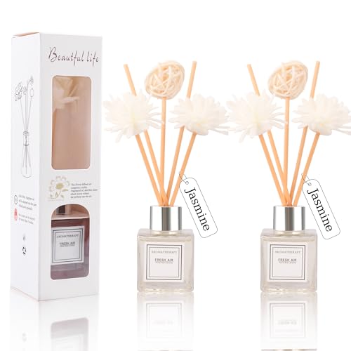 Minmex Jasmine Reed Diffuser Set - 2 Pack 1.7 fl oz Home Fragrance Oil