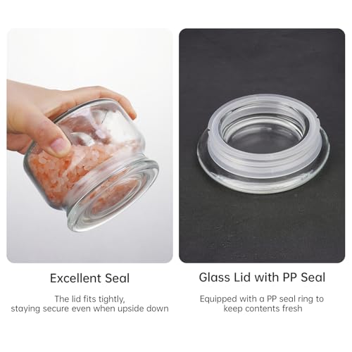 NiHome 280ml Glass Salt Cellar with Airtight Lid - Wide Mouth Spice Jar