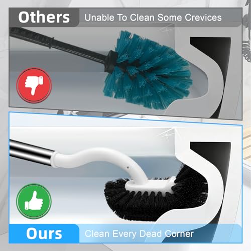 AONEZ Toilet Brush and Holder Set, Under-Rim Cleaning with Vented Base