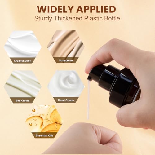 QUUPY 4oz Amber Plastic Lotion Pump Bottles 2Pcs Leakproof Refillable Travel Dispenser