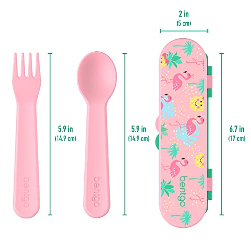 Bentgo Kids Utensil Set with Travel Case - Tropical - BPA-Free Fork & Spoon