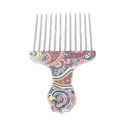 ANGGREK Stainless Steel Afro Pick Comb for Curly Hair Styling