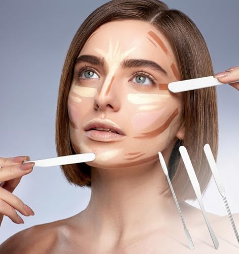 Thrymme 3Pcs Metal Cosmetic Spatula Set for Foundation & Face Cream Mixing