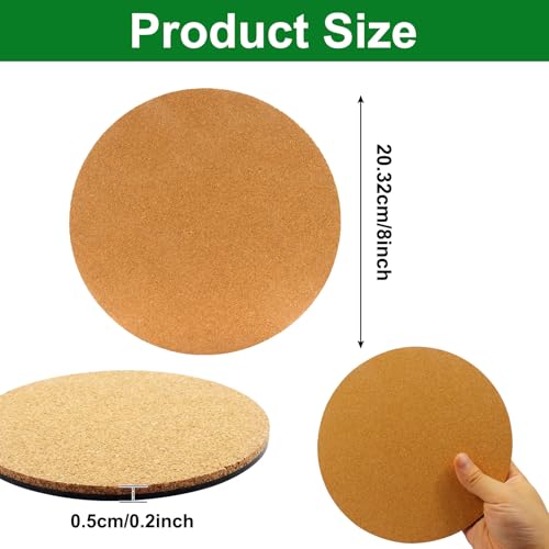 8-Inch Cork Plant Coasters - Set of 3, Super Absorbent & Waterproof