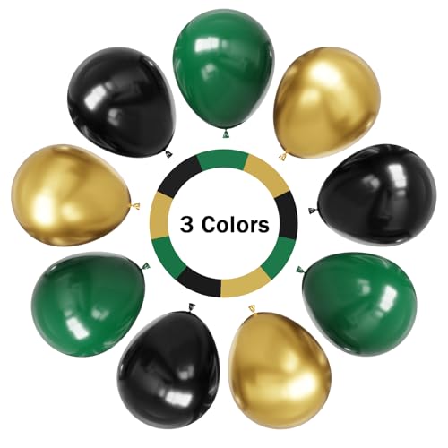 Hiquaty Green and Gold Balloons Set - 60pcs 12 Inch Latex