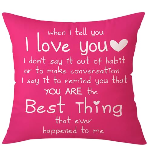 When I Tell You I Love You Throw Pillow Cover, 18x18 Inch Hot Pink Flannel