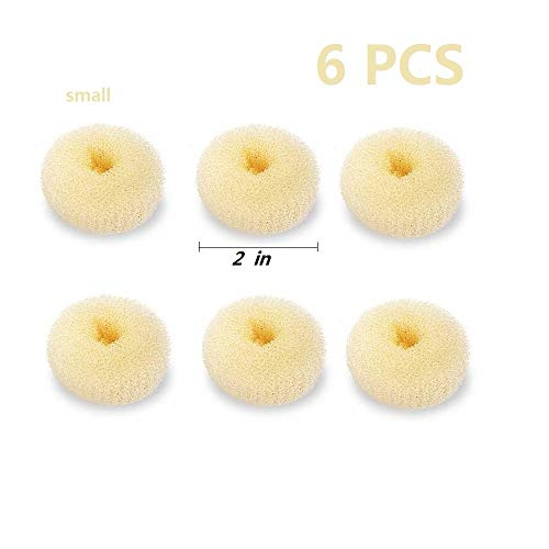 SQULIGT Mini Hair Bun Maker, 2 Inch Beige Donut Shaper, 6 Pack