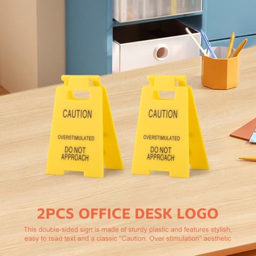 Caution Overstimulated Desk Signs - 2 Pcs Funny Office Decor