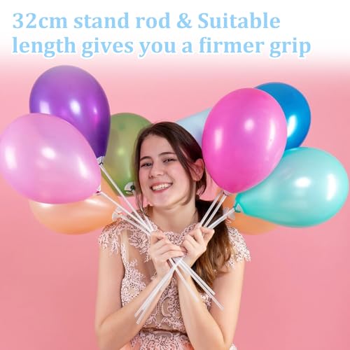 20 Pcs Balloon Holder Sticks with Cups – 12.4 Inch Clear Plastic Sticks