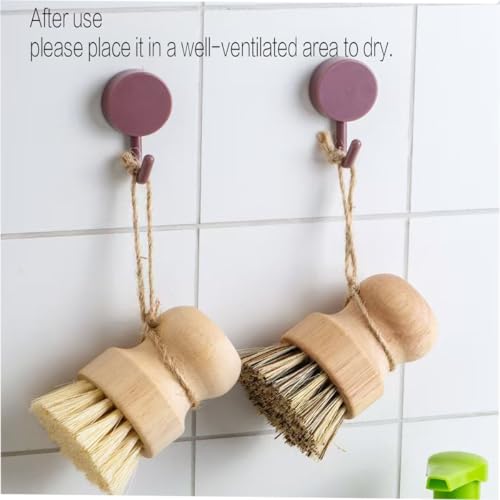 Eco-Friendly Bamboo Dish Brush Set - 1 Long Handle & 2 Palm Scrubbers, Plastic-Free Kitchen Cleaning
