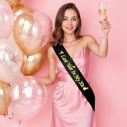 29th Birthday Sash - Black Satin with Rose Gold Foil - Perfect Gift