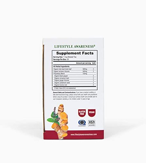 Lifestyle Awareness Organic Ginger Root Tea, Caffeine Free, 20 Count (Pack of 6), Packaging May Vary