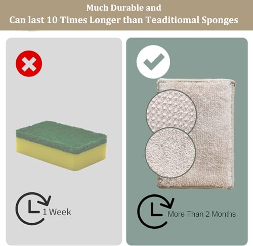 Eco-Friendly Bamboo Dish Sponges - 6 Pack for Kitchen Cleaning