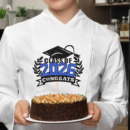Class of 2026 Graduation Cake Topper - Congrats Grad Glitter Party Decoration