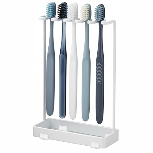 Stainless Steel Toothbrush Holder Stand - 5-Slot Rustproof Bathroom Organizer