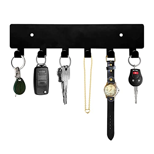 GTK Wall Mounted Key Holder with 6 Hooks - Matte Black Key Rack