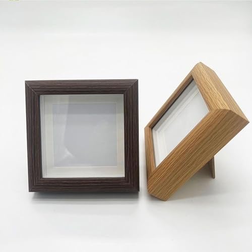 Walnut 4x4 Shadow Box Picture Frame - Solid Wood for Memorabilia