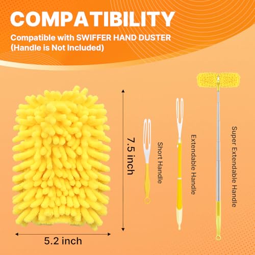 BEVAUEG 2 Pack Reusable Microfiber Duster Pads for Swiffer, 360 Dust Refills - Yellow