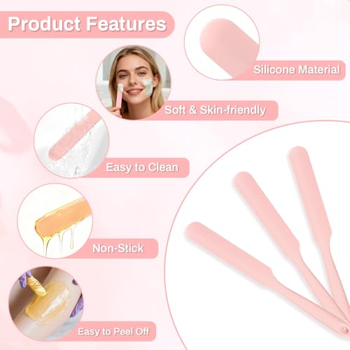 RAQEHO Reusable Silicone Wax Spatulas, 3-Piece Non-Stick Applicator Sticks