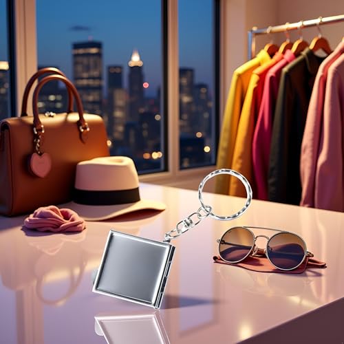 Metal Pocket Compact Mirror Keychain Portable Folding Cosmetic Mirror