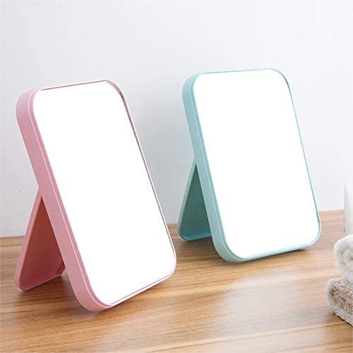 Coobbar Beige Foldable Makeup Mirror with Adjustable Stand