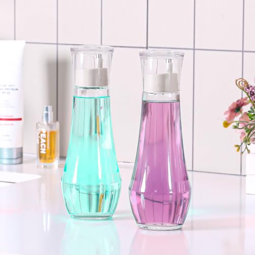 ZOBONETI Glass Mouthwash Dispenser with Cup, 8.8 oz, 1 Pack