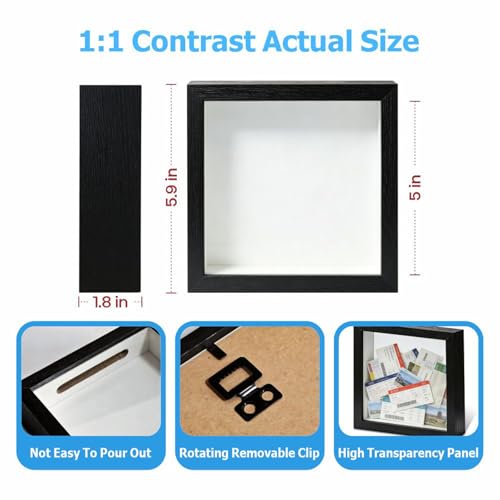 5x5 Shadow Box Frame with HD Glass for Displaying Souvenirs